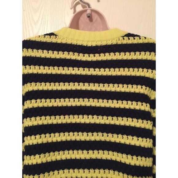 Princess Vera Wang Sweater Jacket Small Bright Yellow Navy Blue Striped - Picture 9 of 12